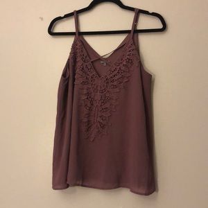 Purple Charlotte Russe tank top with crochet